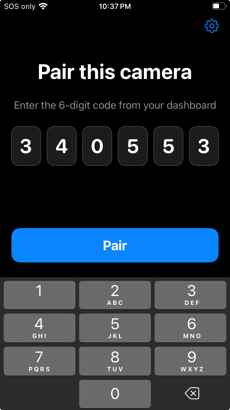 Entering the pairing code, then Pair